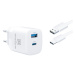 Nabíječka cestovní 3mk Hyper Charger 33W, GaN, 1x USB + 1x USB-C (PD), bílá