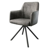 DELIFE Otočná židle Greg-Flex šedá vintage kulatá křížová základna černá