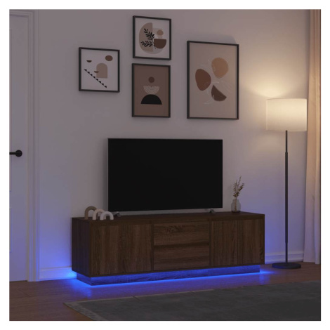 vidaXL TV skříňka s LED osvětlením Dub hnědý 160,5x41x50 cm