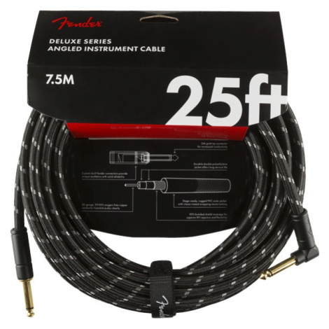 Fender Deluxe Series 25' Instrument Cable Black Tweed Angled