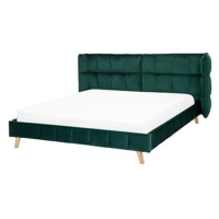 BELIANI postel SENLIS 160 × 200 cm, sametová, tmavě zelená