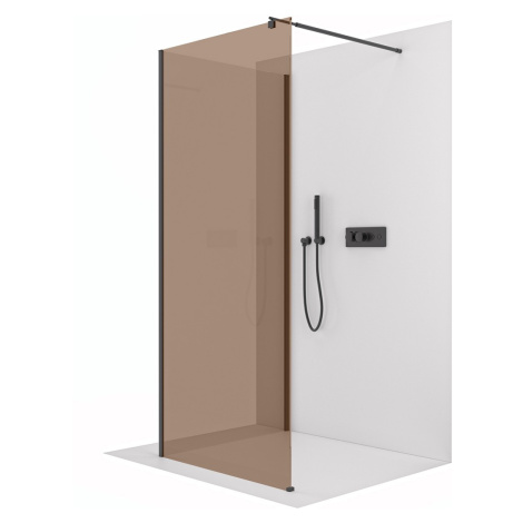 CERANO Sprchová zástěna Walk-in Onyx Corner Round L/P 8 mm kulatá vzpěra černá matná, bronzové s