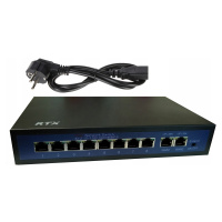 Switch Rtx 8 PoE portů až do 250m 2 Uplink porty