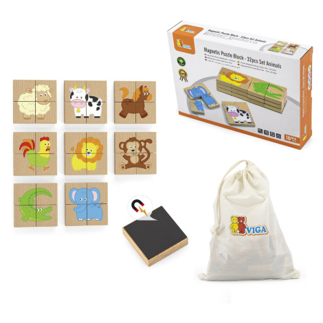 Viga Toys Dřevěné magnetické puzzle Viga