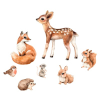 Samolepky na zeď lesní zvířátka - Liška, srnka, veverka