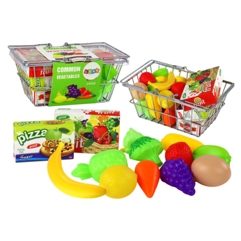 mamido Dětský kovový nákupní košík s potravinami