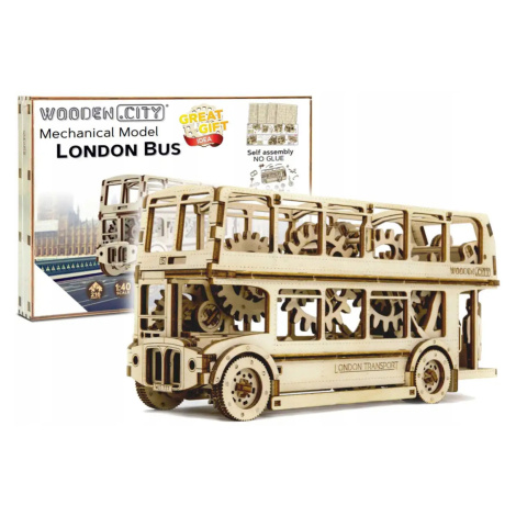Dřevěný model auta 3D puzzle Londýnský autobus Wooden.City