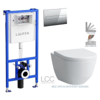 LAUFEN Rámový podomítkový modul CW1 SET s chromovým tlačítkem + WC LAUFEN PRO LCC RIMLESS + SEDÁ