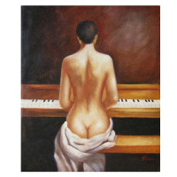 Obraz - žena ze zadu hrající na piano