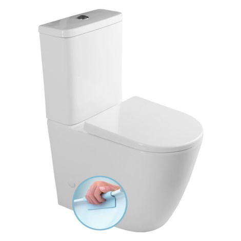 SAPHO TURKU WC kombi, zvýšený sedák, Rimless, spodní/zadní odpad, bílá PC104WR