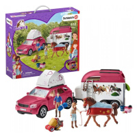 Schleich 42535 dobrodružné auto s přívěsem a koněm