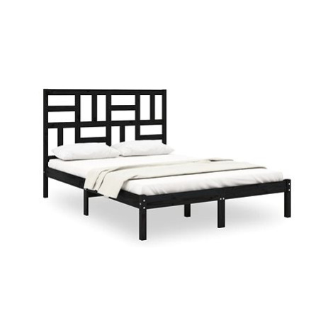 Rám postele černý masivní dřevo 120 × 200 cm, 3105949 SHUMEE