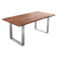 DELIFE Jídelní stůl Edge 180 × 90 cm hnědá akácie nerezová ocel úzká