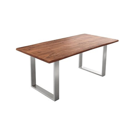 DELIFE Jídelní stůl Edge 180 × 90 cm hnědá akácie nerezová ocel úzká