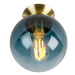 Stropní lampa ve stylu art deco mosaz s oceánem modrým sklem - Pallon