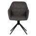 Židle jídelní a konferenční, tmavě šedá látka, černé kovové nohy, otočná P90°+ L 90° s vratným m