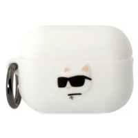 Pouzdro Karl Lagerfeld AirPods Pro 2 cover white Silicone Choupette Head 3D (KLAP2RUNCHH)