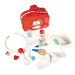 Lékařská taška červená Doctors and Nurses Tender Leaf Toys 12dílná souprava s dřevěnými nástroji