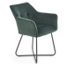 Židle K377 látka velvet/kov tmavě zelená