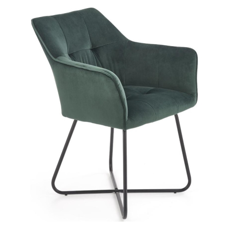Židle K377 látka velvet/kov tmavě zelená BAUMAX