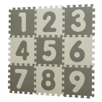 BABYDAN - Hrací podložka puzzle Grey s čísly 90 x 90 cm