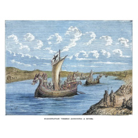 Ilustrace Old engraved illustration of Scandinavian sailing, mikroman6, 40 × 30 cm