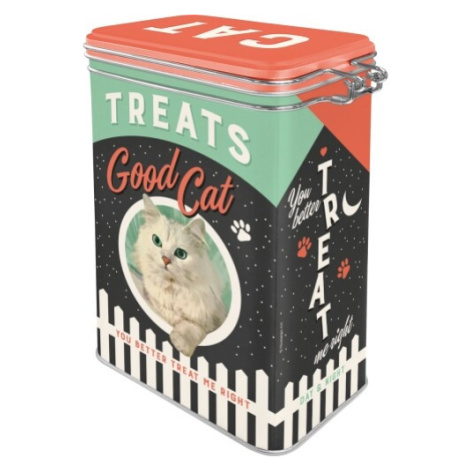 Plechová dóza s klipem Plechová dóza s klipem Good Cat Treats, 17,5 x 11 x 7,5 cm POSTERSHOP