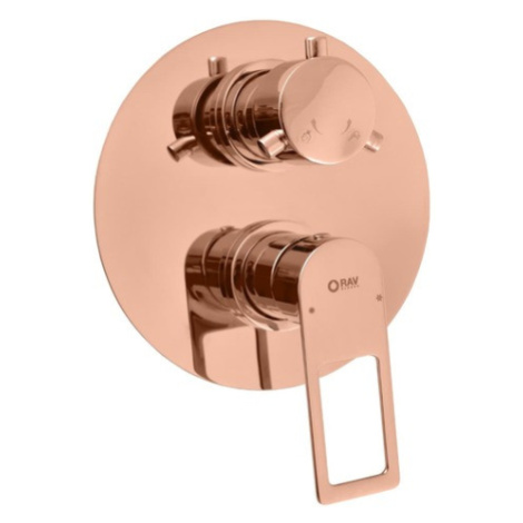 Sprchová a vanová baterie RAV SLEZÁK Nil včetně podomítkového tělesa zlatá růžová NL286KZRL