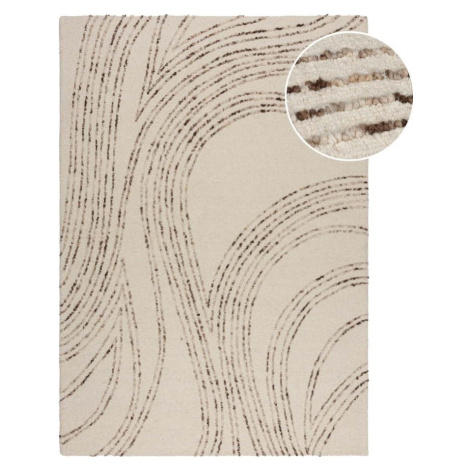 Hnědý/krémový vlněný koberec 80x150 cm Abstract Swirl – Flair Rugs