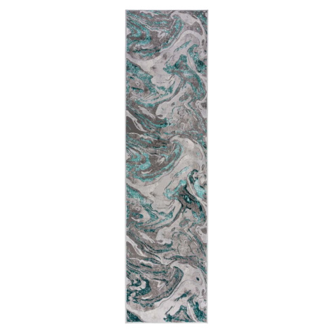 Šedo-tyrkysový běhoun 60x230 cm Marbled – Flair Rugs