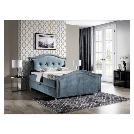 Kouzelná rustikální postel Bradley Lux 140x200, šedomodrá