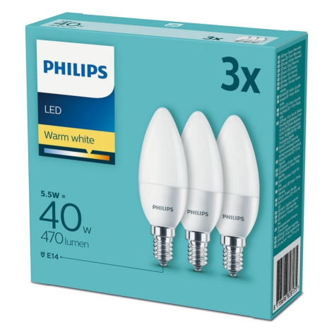 Sada 3x LED Žárovka Philips E14/5,5W/230V 2700K 8718696828175