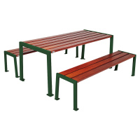 PROCITY Sestava stolu a laviček Silaos®, délka 1800 mm, zelená / mahagon