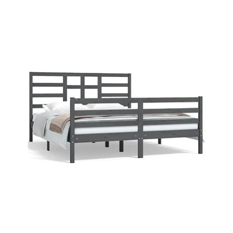 Rám postele šedý masivní dřevo 160 × 200 cm, 3105872 SHUMEE