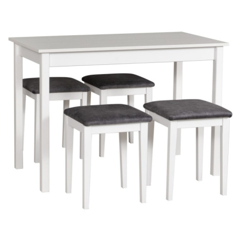 Jídelní set - stůl Max 2 + 4x stolička T3 Potahová látka - židle: Tkanina 24B, Barva desky: Bílá Drewmix