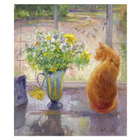 Easton, Timothy - Obrazová reprodukce Striped Jug with Spring Flowers, 1992, (35 x 40 cm)