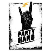 Ilustrace Party Hard Creative Motivation Banner Vector, subtropica, 26.7 × 40 cm