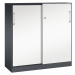 C+P Skříň s posuvnými dveřmi ASISTO, výška 1292 mm, šířka 1200 mm, černošedá/dopravní bílá
