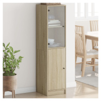 vidaXL Highboard se skleněnými dvířky dub sonoma 35 x 37 x 142 cm