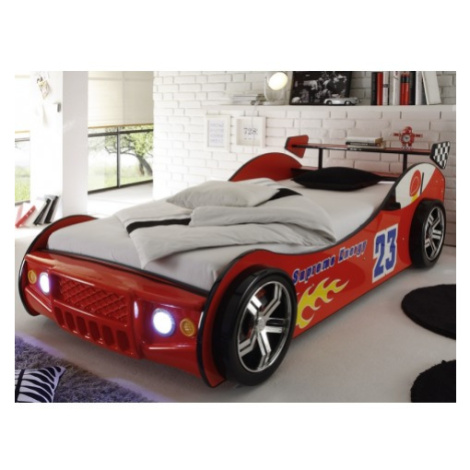 Dětská závodní postel Energy 90x200 cm, červené auto s osvětlením Asko
