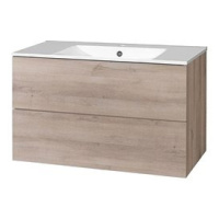 Aira, koupelnová skříňka s keramickým umyvadlem 100 cm, dub