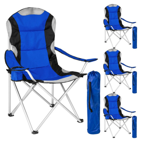 tectake 401297 4 kempingové židle polstrované - modrá - modrá