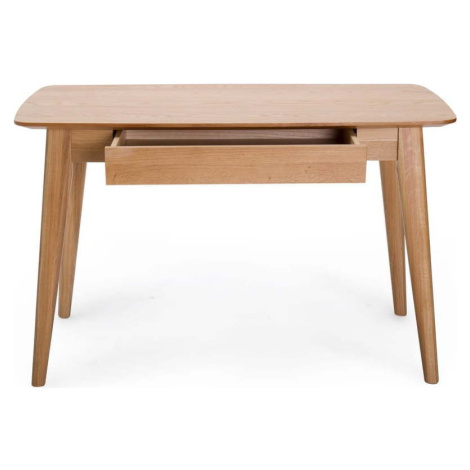 Psací stůl se zásuvkou a nohami z dubového dřeva Unique Furniture Rho, 120 x 60 cm