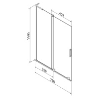 MEXEN/S Velar L dvoukřídlá posuvná vanová zástěna 75 x 150 cm, transparent, černá 896-075-003-01