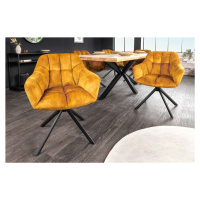 LuxD Designová otočná židle Vallerina hořčičný samet