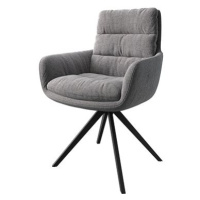 DELIFE Otočná židle Abelia-Flex s područkou texturovaná tkanina světle šedá křížová podnož