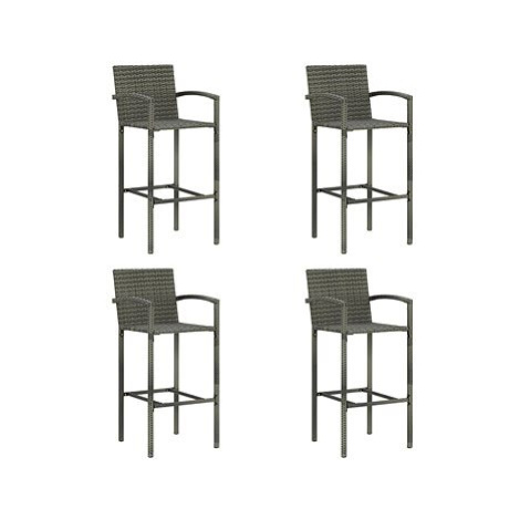 Barové stoličky 4 ks šedé polyratan, 313456 SHUMEE