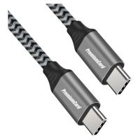 PREMIUMCORD Kabel USB-C M/M, 100W 20V/5A 480Mbps bavlněný oplet, 0, 5m