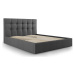 Tmavě šedá čalouněná dvoulůžková postel s úložným prostorem s roštem 140x200 cm Nerin – Mazzini 