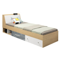 Dětská postel 90x200cm barney - dub/šedá/bílá